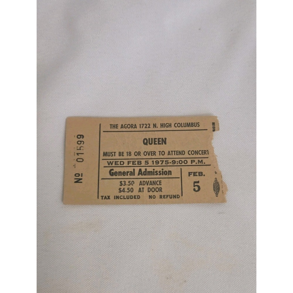 1975 QUEEN SHEER HEART ATTACK TOUR COLUMBUS OHIO CONCERT TICKET STUB VERY RARE